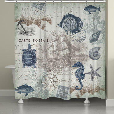 Laural Home Seaside Postcard Shower Curtain