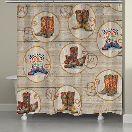 Laural Home Western Boots Shower Curtain, One Size, Brown