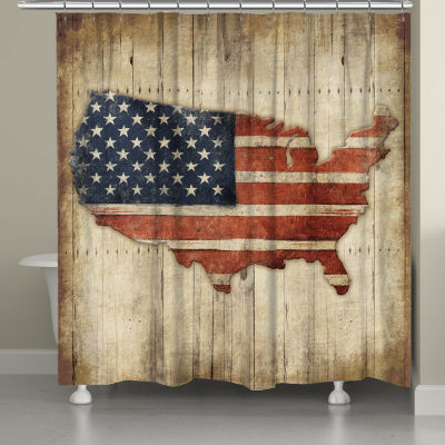 Laural Home Wooden Flag Shower Curtain