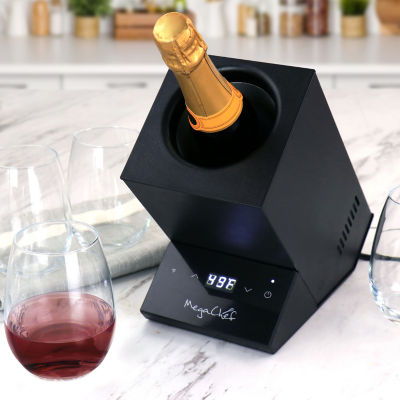 MegaChef Electric Wine Chiller with Digital Display in Black