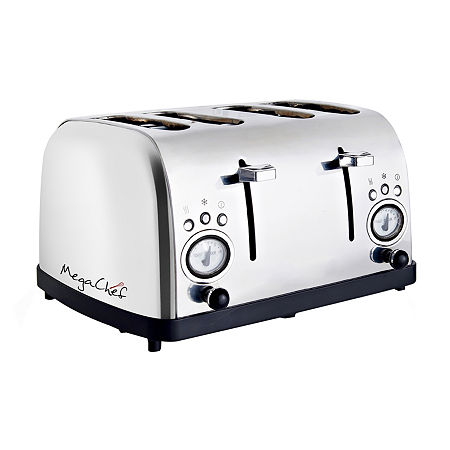 MegaChef 4 Slice Wide Slot Toaster With Variable Browning, One Size, Silver