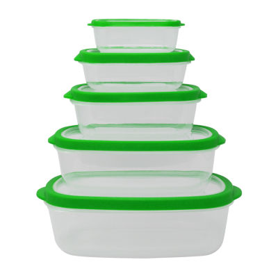 Farberware Vented Nesting 10pc. Stackable Food Container, Color Green