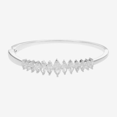 Sparkle Allure Pure Silver Over Brass Bangle Bracelet