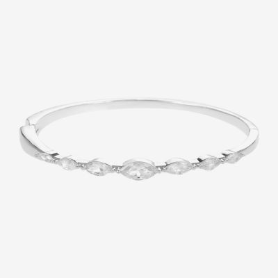 Sparkle Allure Pure Silver Over Brass Bangle Bracelet