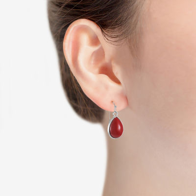 Mixit Silver Tone Womens Red Drop Earrings