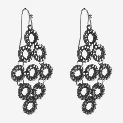 Mixit Black Womens Black Chandelier Earrings