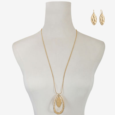 Liz Claiborne Orbital Pendant Necklace And Drop Earring 2-pc. Jewelry Set