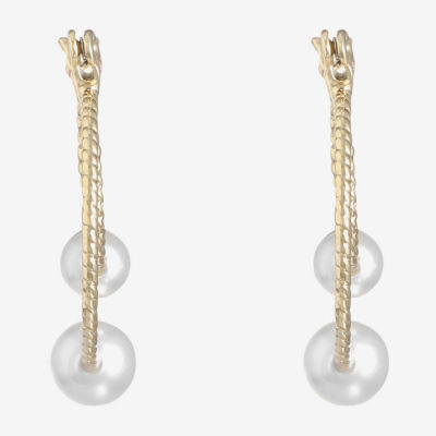 Monet Jewelry Simulated Pearl Hoop Earrings