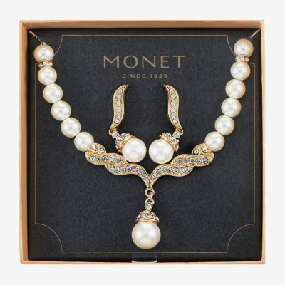 Monet Jewelry Y Necklace And Drop Earring 2-pc. Simulated Pearl Jewelry Set