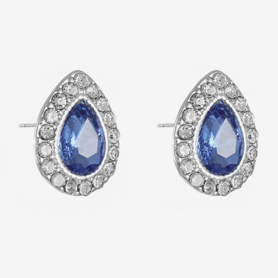 Monet® Blue and Silver-Tone Button Earrings