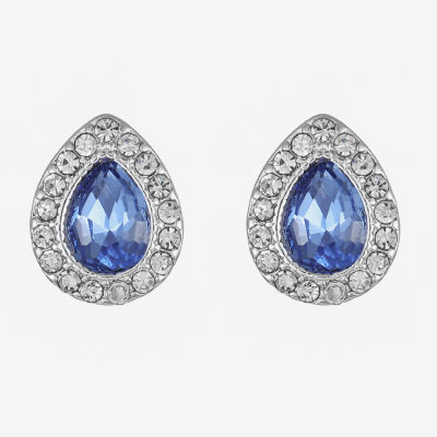 Monet® Blue and Silver-Tone Button Earrings