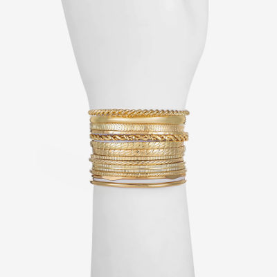 Liz Claiborne® Gold-Tone Textured Bangle Set