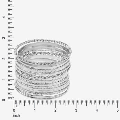 Liz Claiborne® Silver-Tone Textured Bangle Set