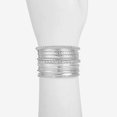 Liz Claiborne® Silver-Tone Textured Bangle Set