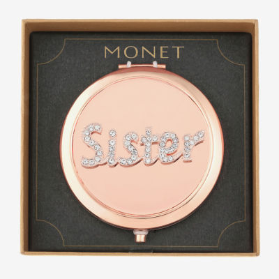 Monet Jewelry Rose Tone Sister Rose Tone Mirrored Compact Mirror