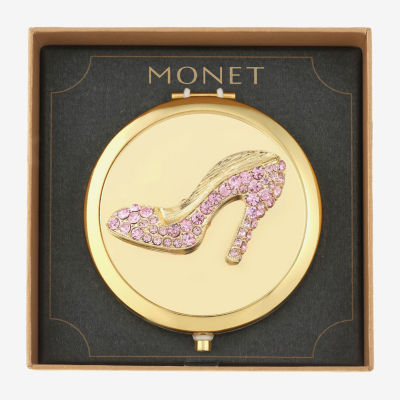 Monet Jewelry Gold Tone Pink Heel Gold Tone Compact Mirrors