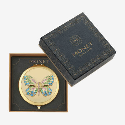 Monet Jewelry Gold Tone Butterfly Compact Mirror