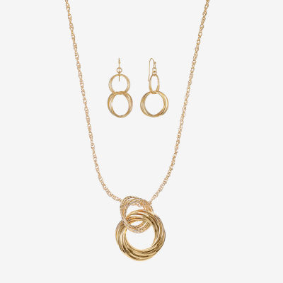 Liz Claiborne Textured Pendant Necklace And Drop Earring Womens 2-pc. Jewelry Set