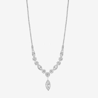 Monet Jewelry Silver Tone Crystal 17 Inch Rolo Y Necklace