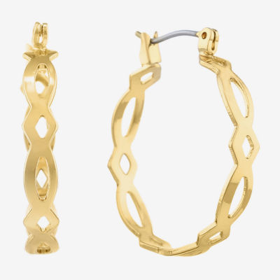 Monet® Gold-Tone Medium Woven Hoop Earrings