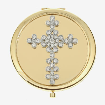 Monet Jewelry Gold Tone Cross Compact Mirror