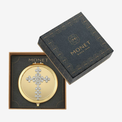 Monet Jewelry Gold Tone Cross Compact Mirror