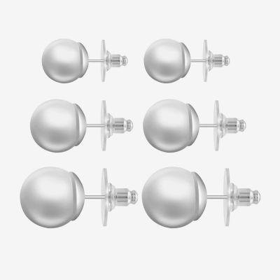 Monet Jewelry 3 Pair Simulated Pearl Ball Earring Set