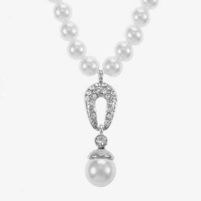 Monet® Simulated Pearl Crystal Double Drop Earring and Necklace Boxed Set