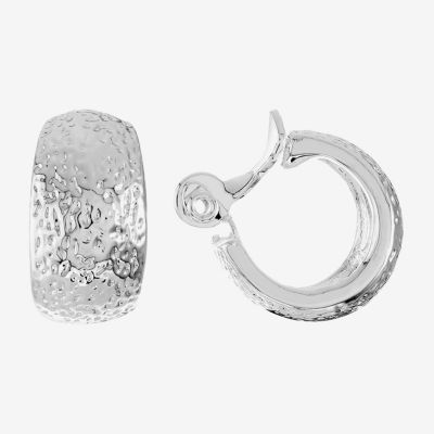 Monet® Silver-Tone Small Clip-On Hoop Earrings