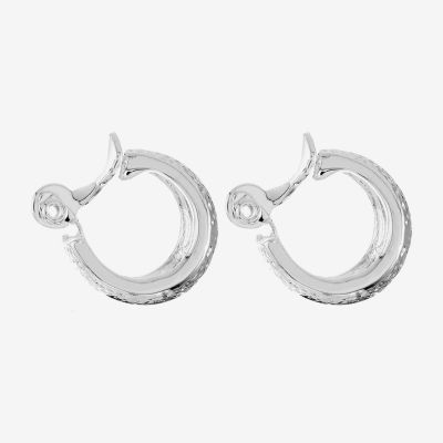 Monet® Silver-Tone Small Clip-On Hoop Earrings