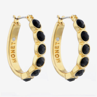 Monet® Gold-Tone Black Hoop Earrings