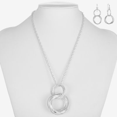 Liz Claiborne Textured Pendant Necklace And Drop Earring 2-pc. Jewelry Set