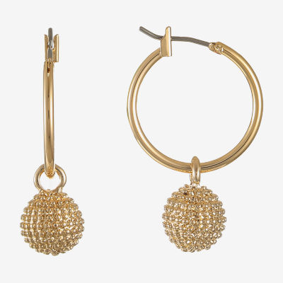 Liz Claiborne Gold Tone Ball Hoop Earrings