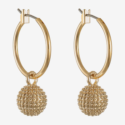 Liz Claiborne Gold Tone Womens Ball Hypoallergenic Hoop Earrings