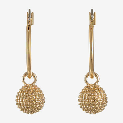 Liz Claiborne Gold Tone Womens Ball Hypoallergenic Hoop Earrings