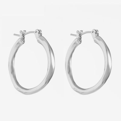 Liz Claiborne Silver Tone Twist Hoop Earrings