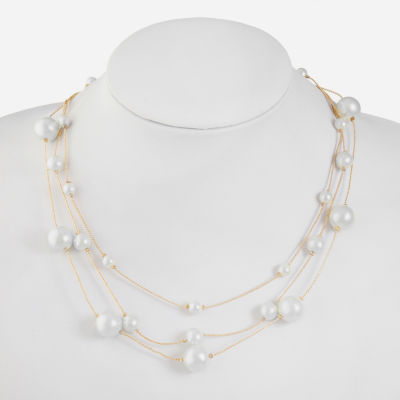 Monet Jewelry Simulated Pearl 18 Inch Cable Illusion Necklace