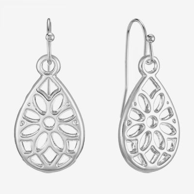 Liz Claiborne Silver Tone Openwork Drop Earrings