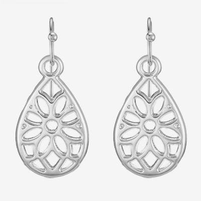 Liz Claiborne Silver Tone Openwork Drop Earrings