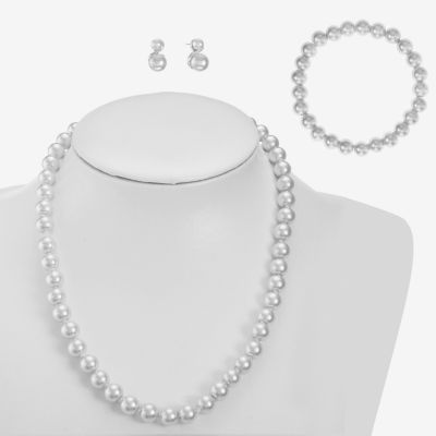 Monet Jewelry Collar Necklace, Stretch Bracelet And Stud Earring 3-pc. Simulated Pearl Set