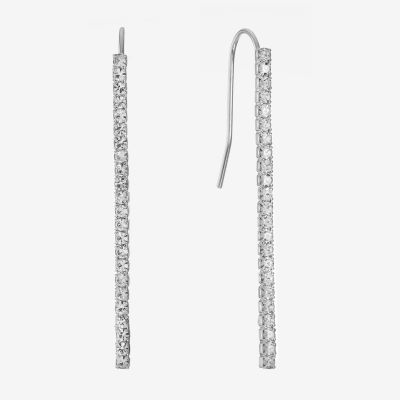 Monet Jewelry Silver Tone Linear Crystal Drop Earrings