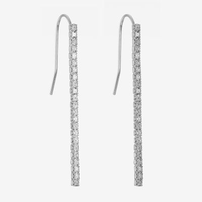 Monet Jewelry Silver Tone Linear Crystal Drop Earrings