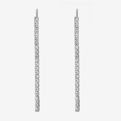 Monet Jewelry Silver Tone Linear Crystal Drop Earrings