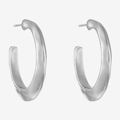 Liz Claiborne Silver Tone Small Open Womens 15mm Hypoallergenic Hoop Earrings