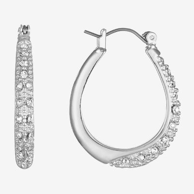 Liz Claiborne® Silver-Tone & Crystal Hoop Earrings