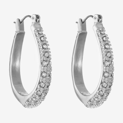 Liz Claiborne® Silver-Tone & Crystal Hoop Earrings