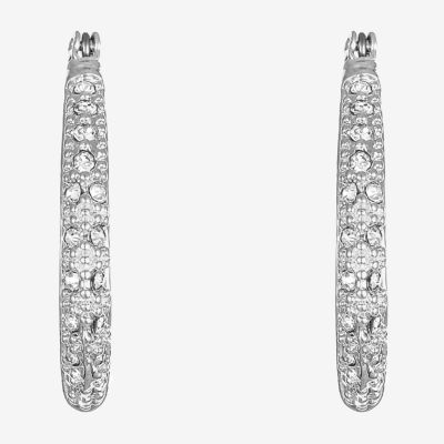 Liz Claiborne® Silver-Tone & Crystal Hoop Earrings