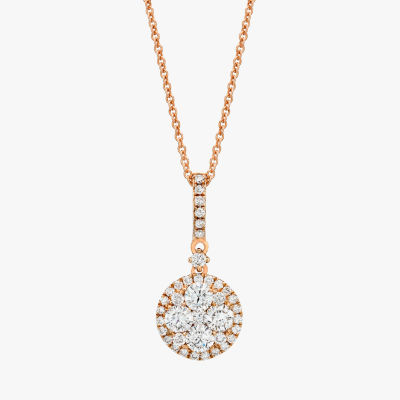 Le Vian Grand Sample Sale Womens 5/8 CT. T.W. Natural White Diamond 14K Rose Gold Pendant Necklace