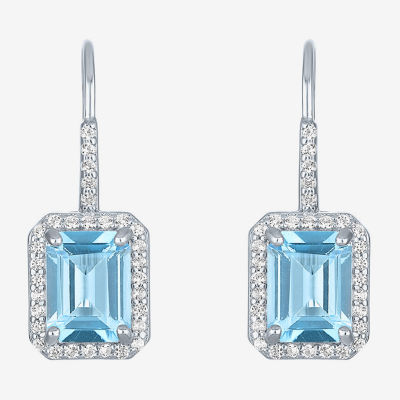 Genuine Blue Topaz Sterling Silver Drop Earrings