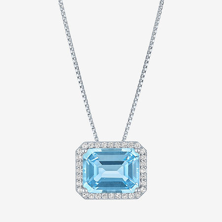 Womens Genuine Blue Topaz Sterling Silver Pendant Necklace, One Size